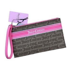 Juicy Couture Chestnut Chino Gothic Logo Stripe Wristlet